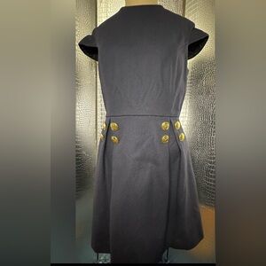 Chloe & Reese Sophisticated Navy Dress with Gold Button Details